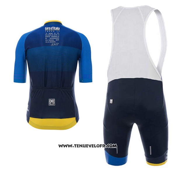 2017 Maillot Ciclismo Giro D'italie Fonce Bleu Manches Courtes et Cuissard